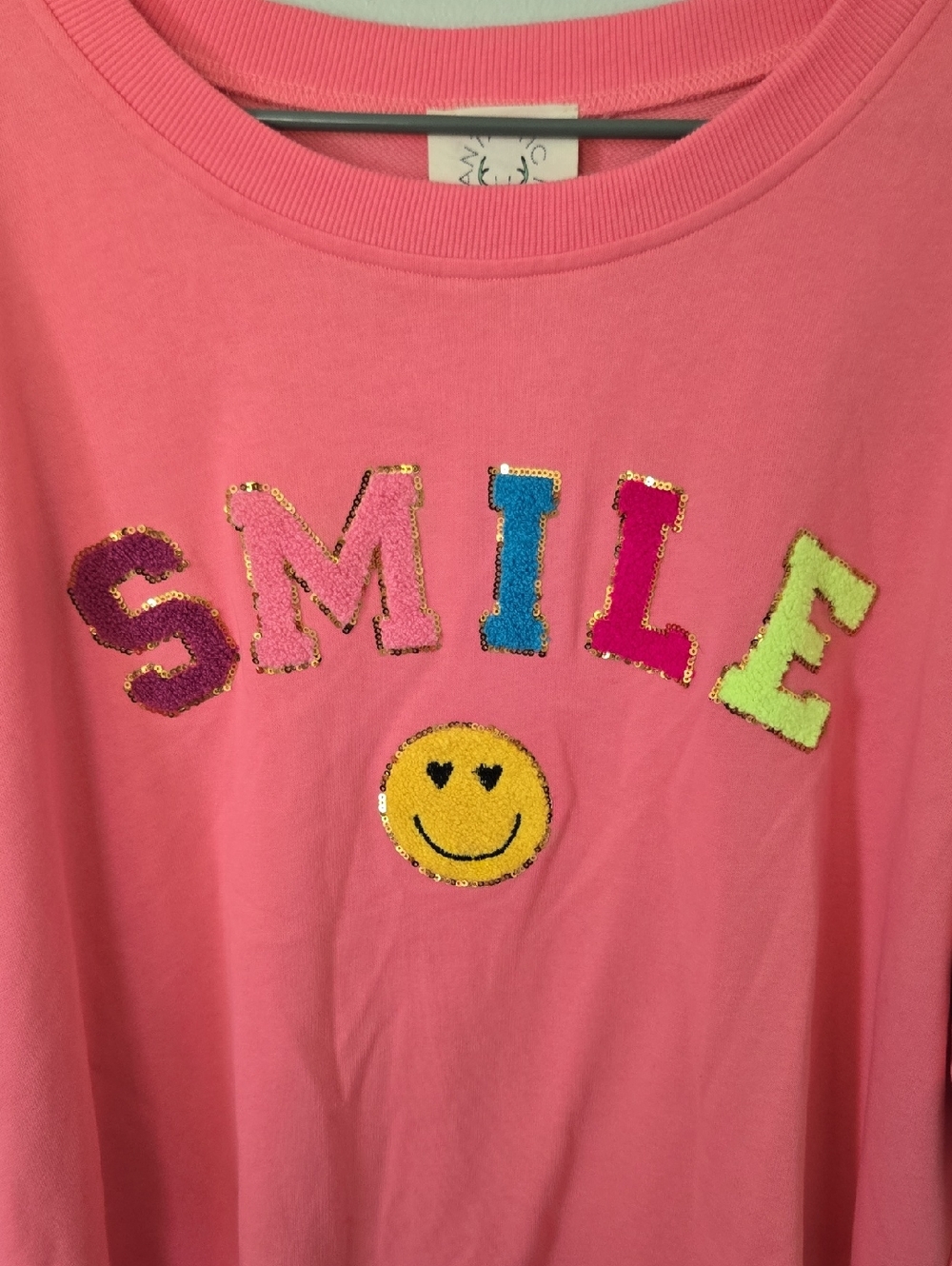 Fantastic Fawn | Bright Pink Smile Oversized Sweatshirt Size Small - Picture 3 of 9